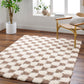 BONDURANT Shaggy Modern Boho Soft Fluffy Thick Plush Pile Brown Checkered Area Rug